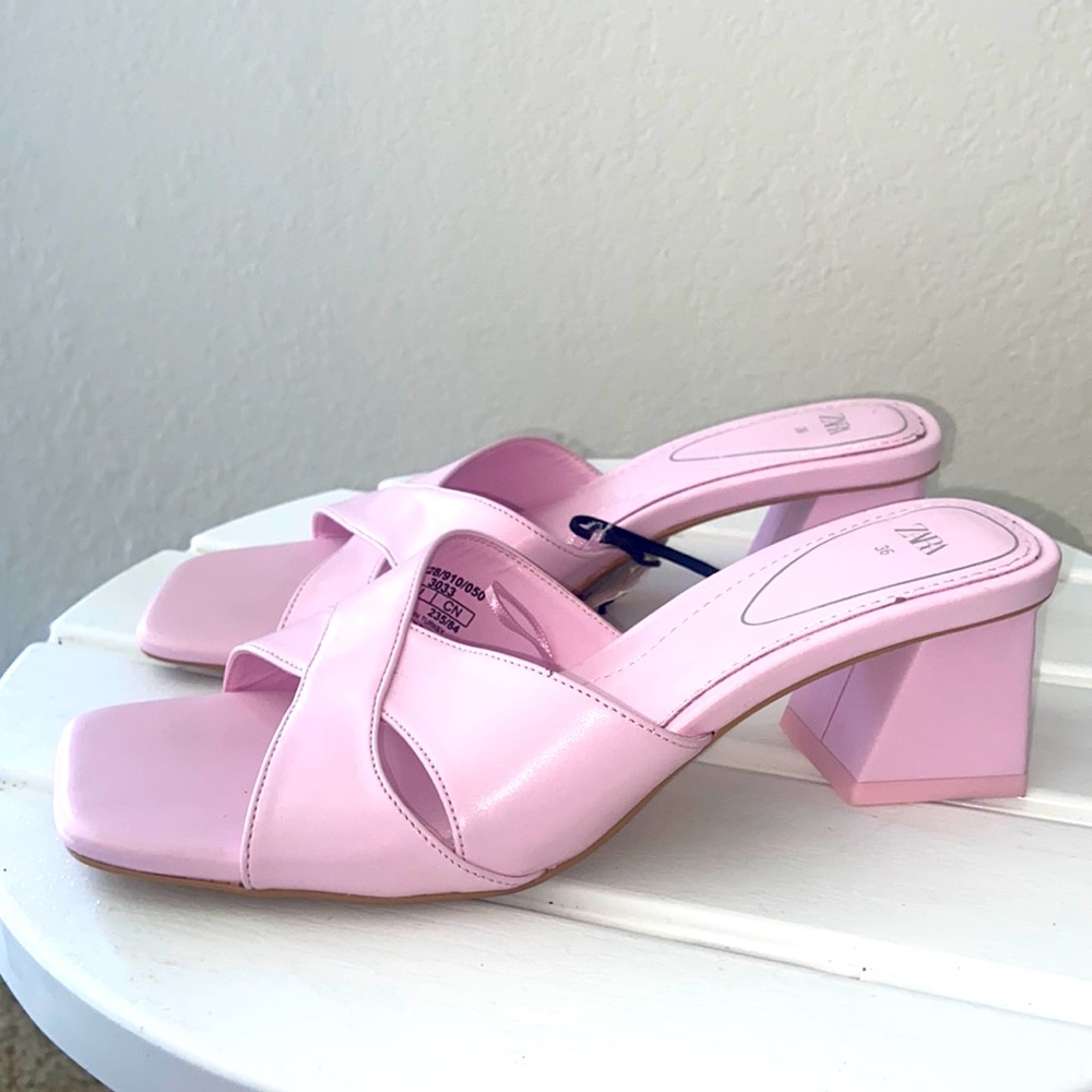 Baby Pink Zara Mules. Worn once.